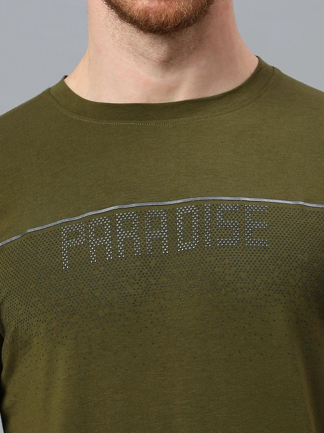 Olive Emboss Printed T-Shirt