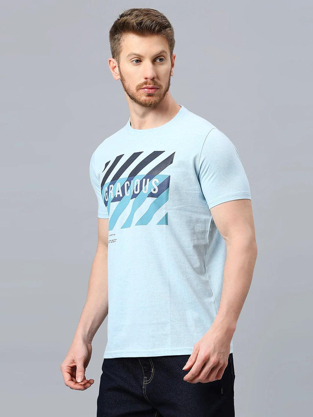 Sky Blue Printed T-Shirt