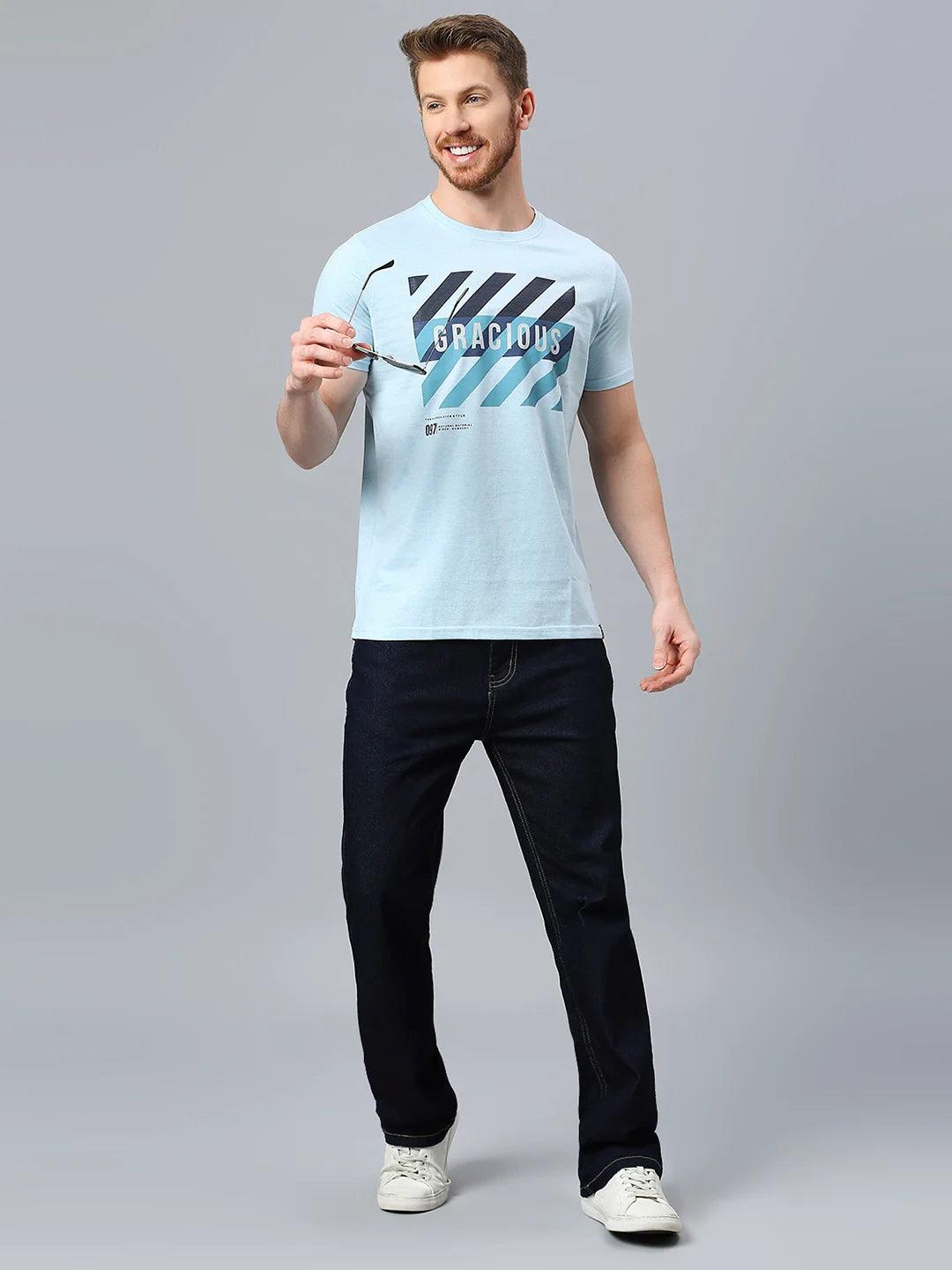 Sky Blue Printed T-Shirt