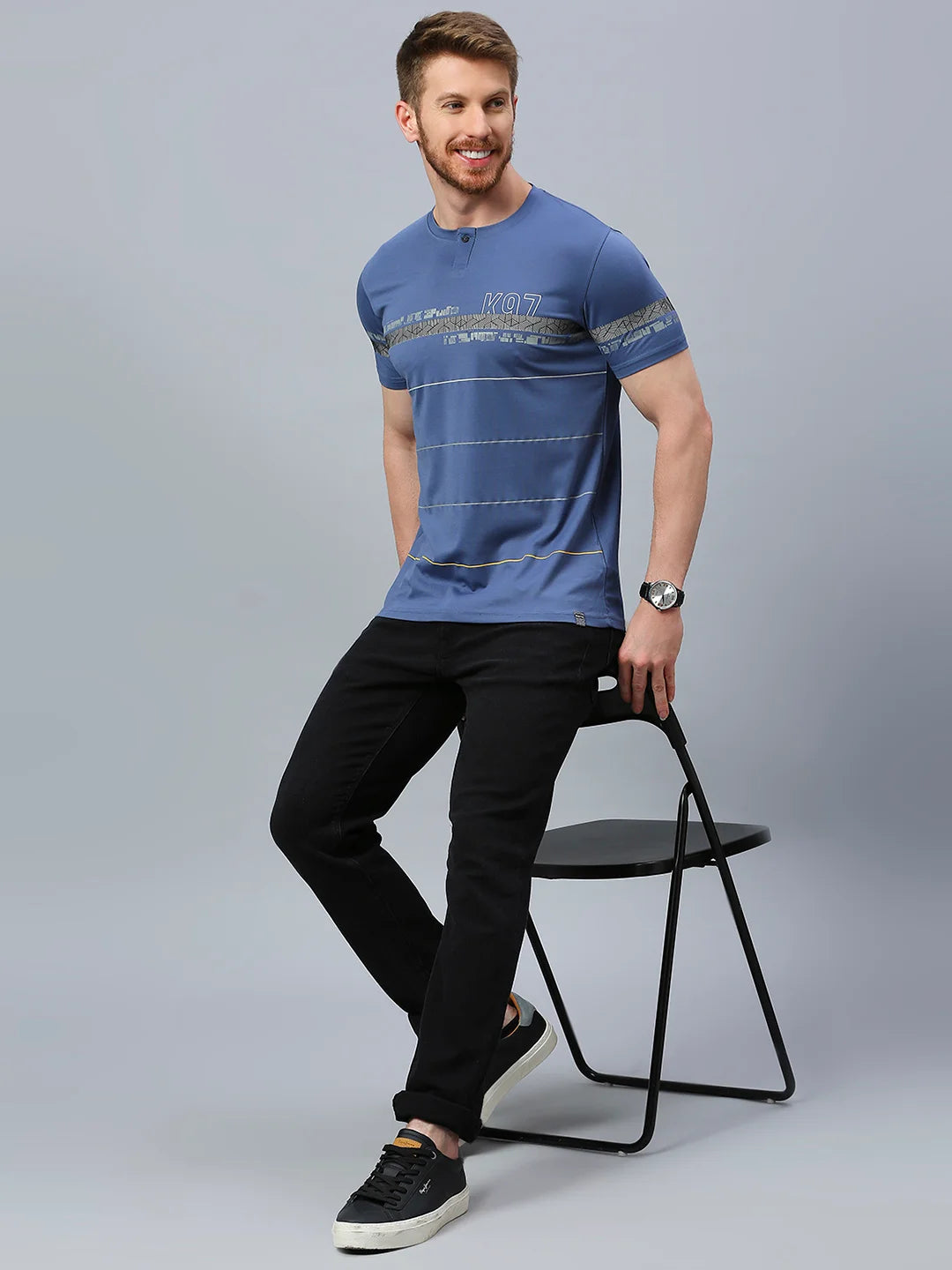 T Blue Regular Fit H/S T-SHIRT