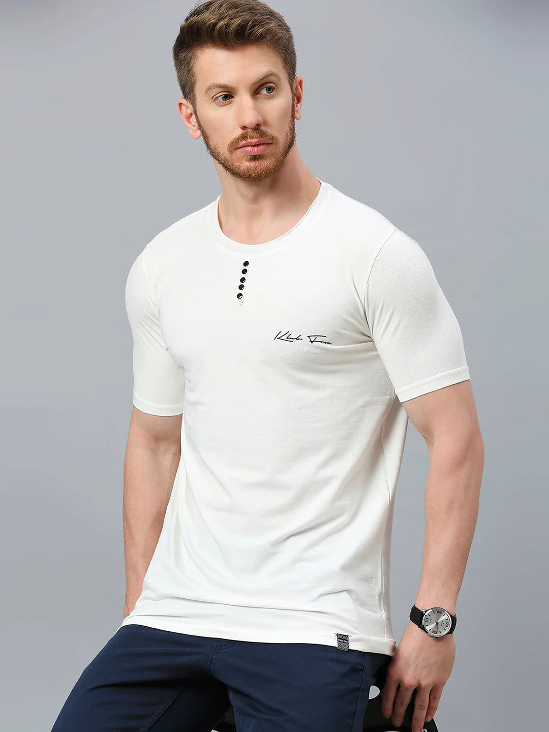 White Regular Fit H/S T-SHIRT