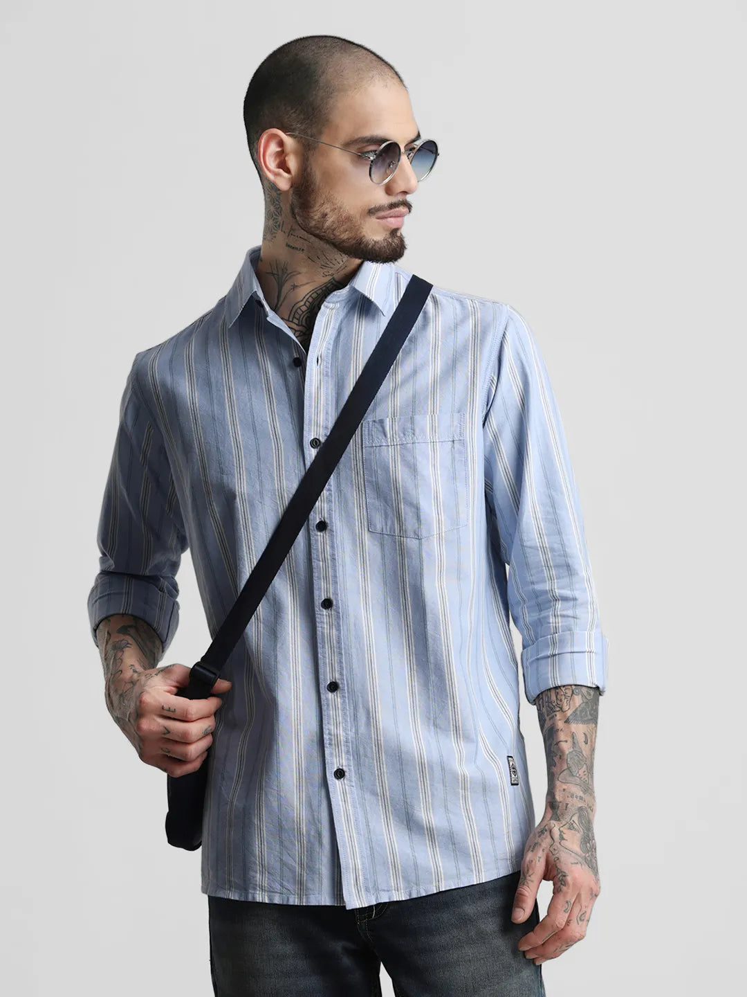 Sky Blue Striped Shirt