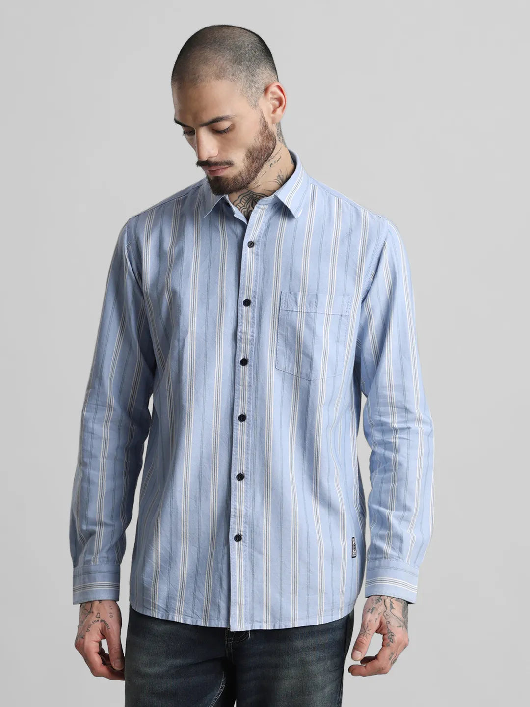 Sky Blue Striped Shirt