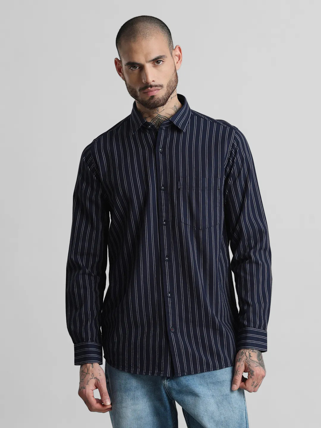 Navy Striped Shirt