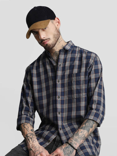 Navy Checkered Shirt