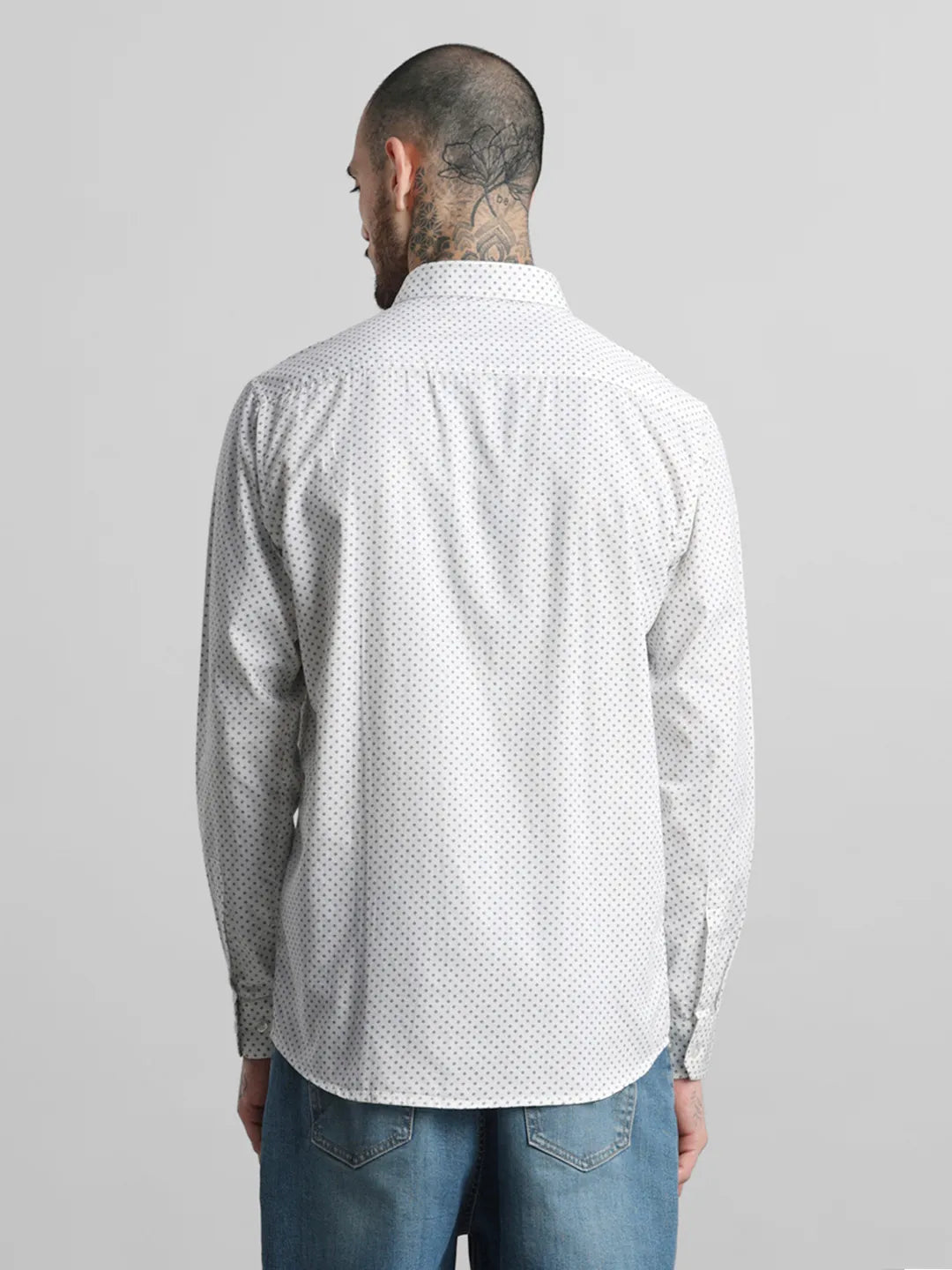 White Slim Printed Shirt