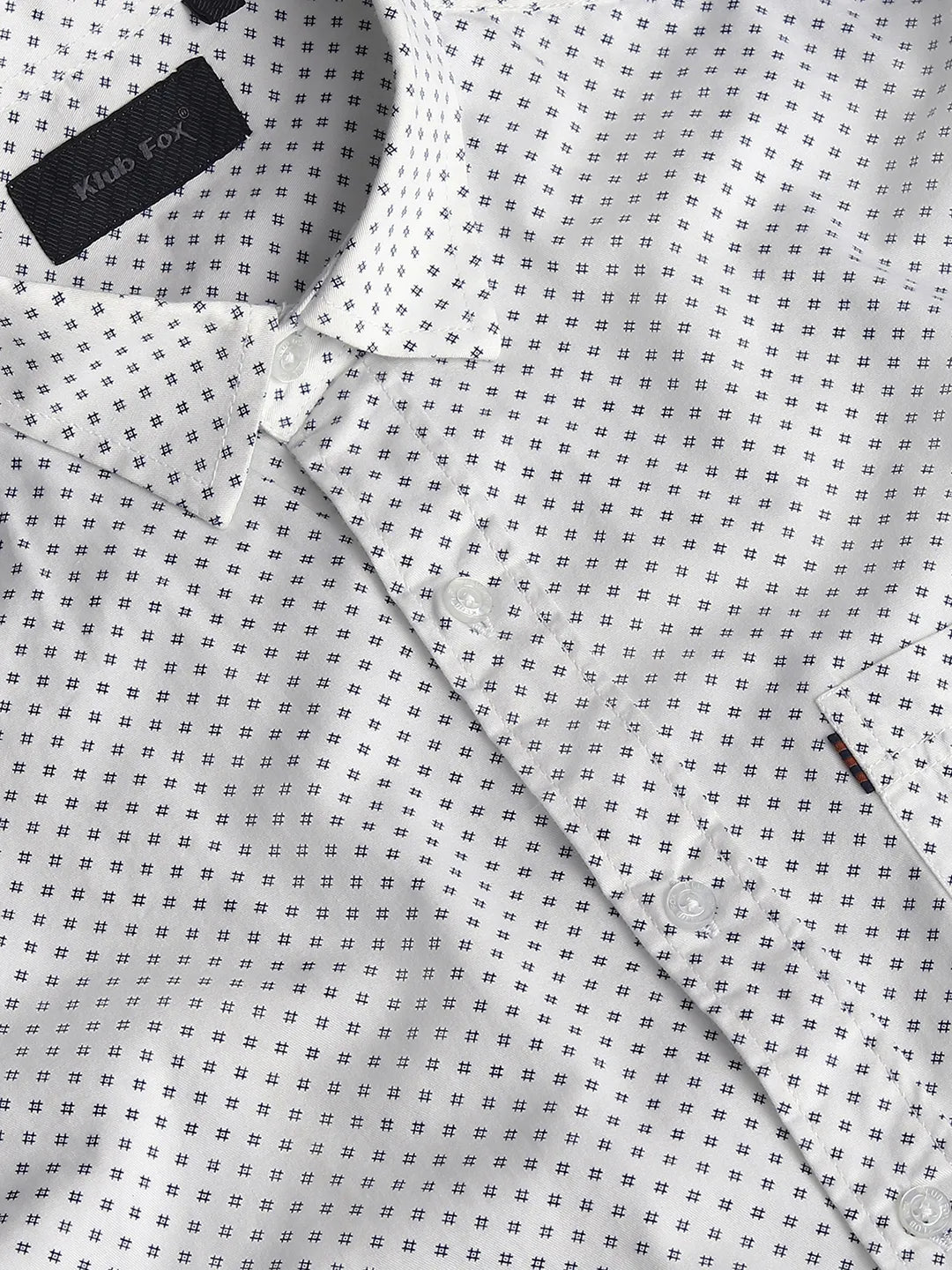 White Slim Printed Shirt