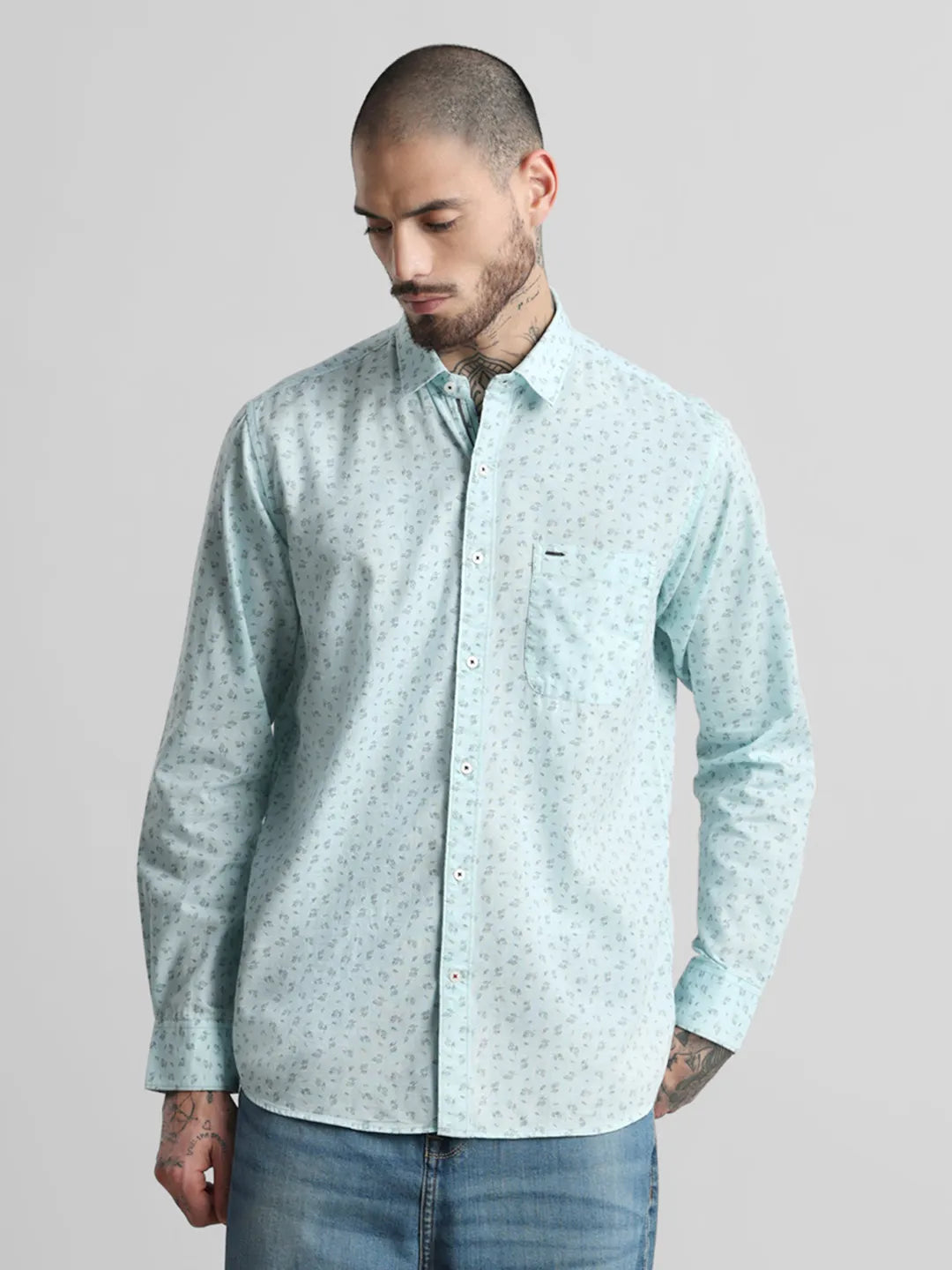 Sky Blue Printed Shirt