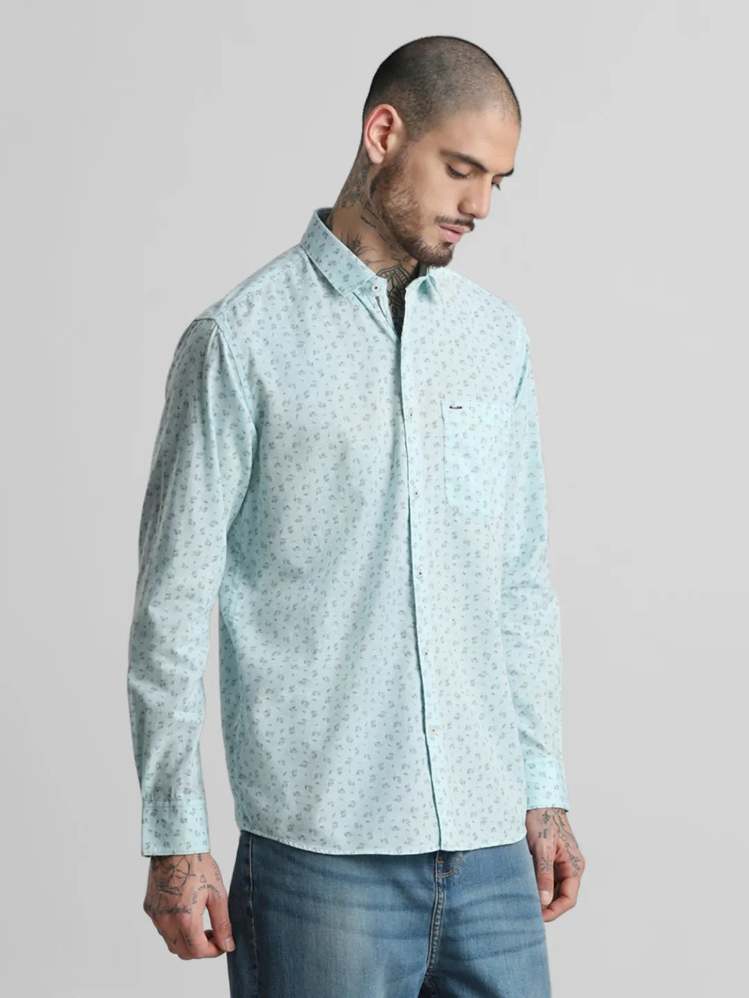 Sky Blue Printed Shirt