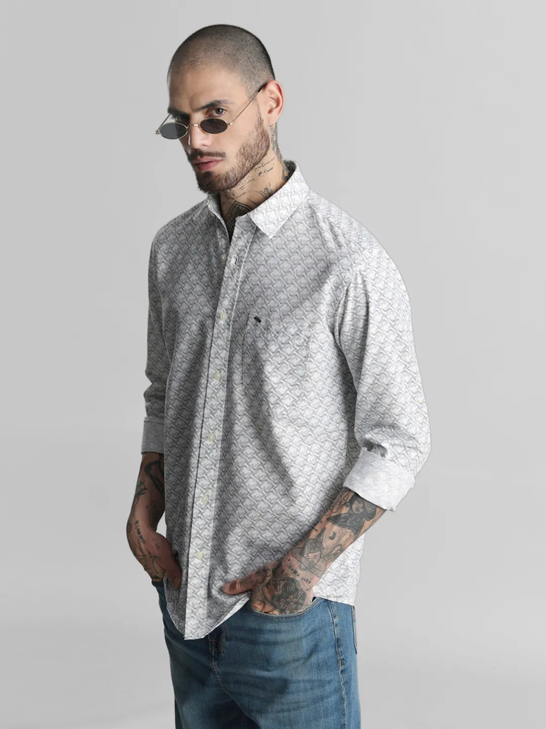 Grey Printed Shirt