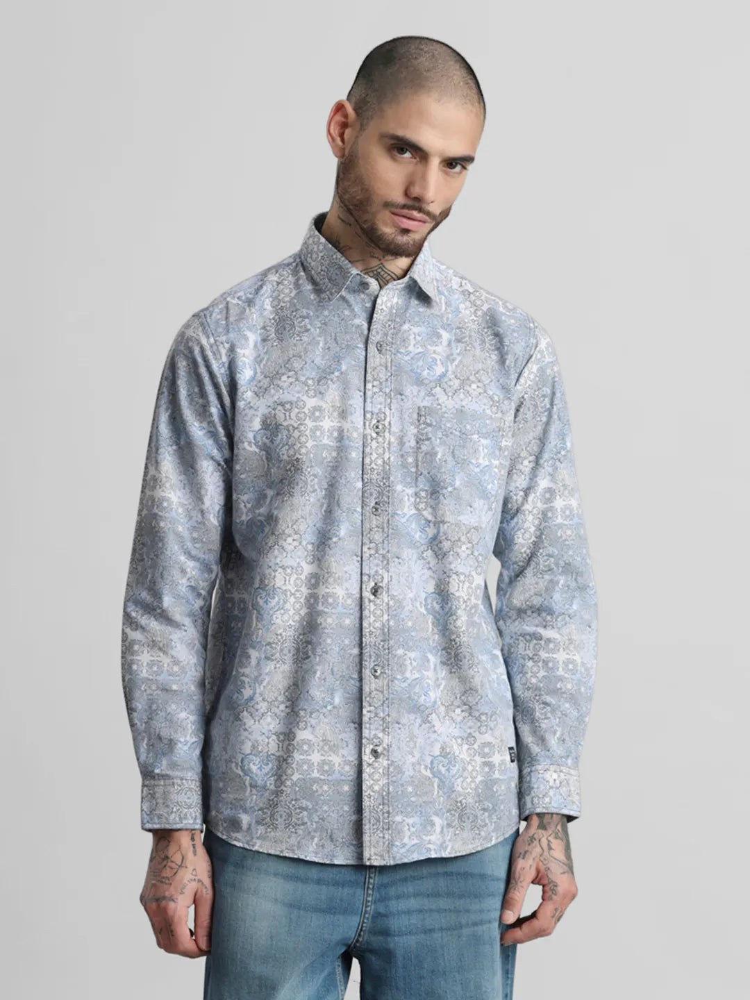 Sky Blue Printed Shirt