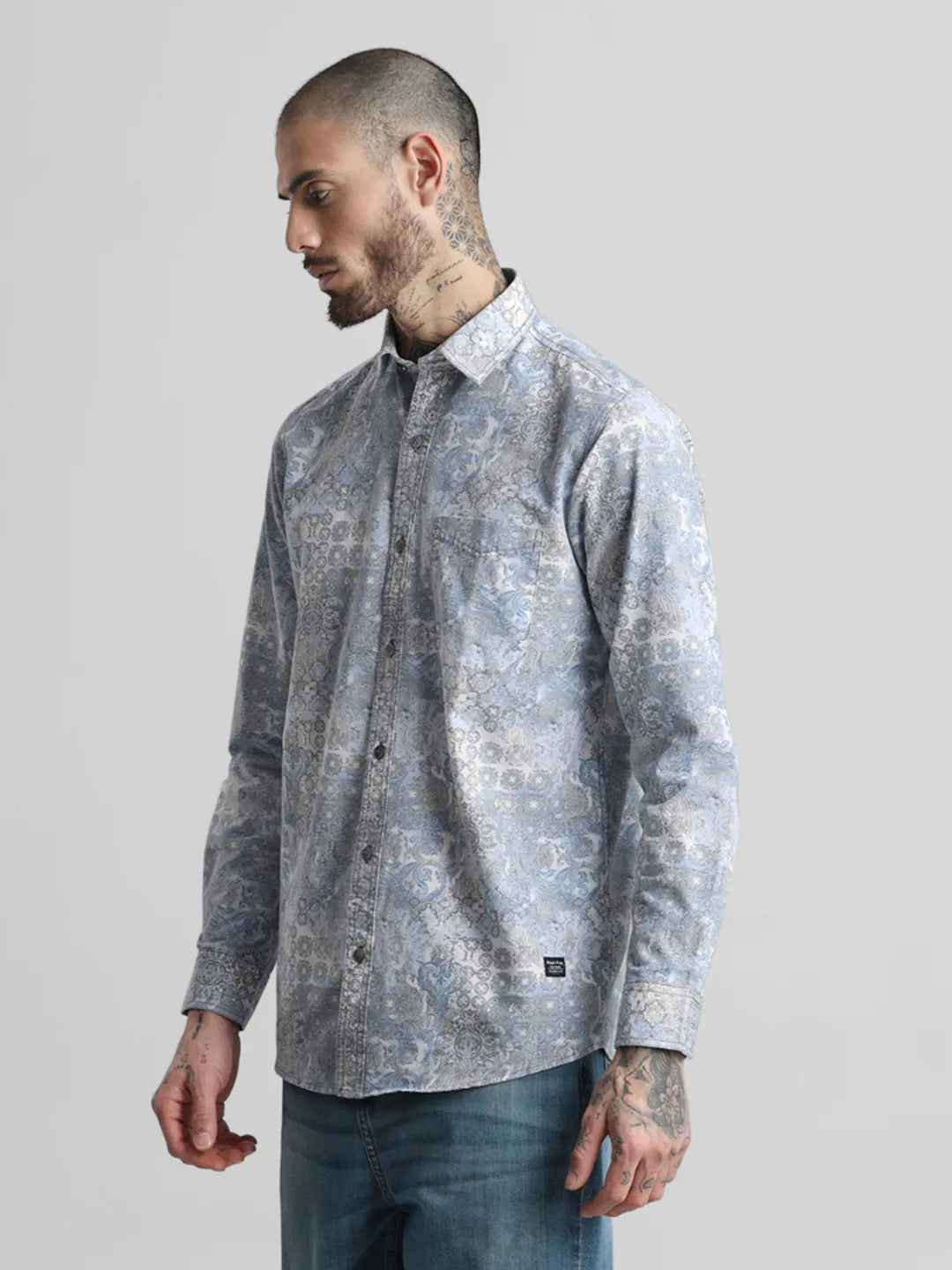 Sky Blue Printed Shirt