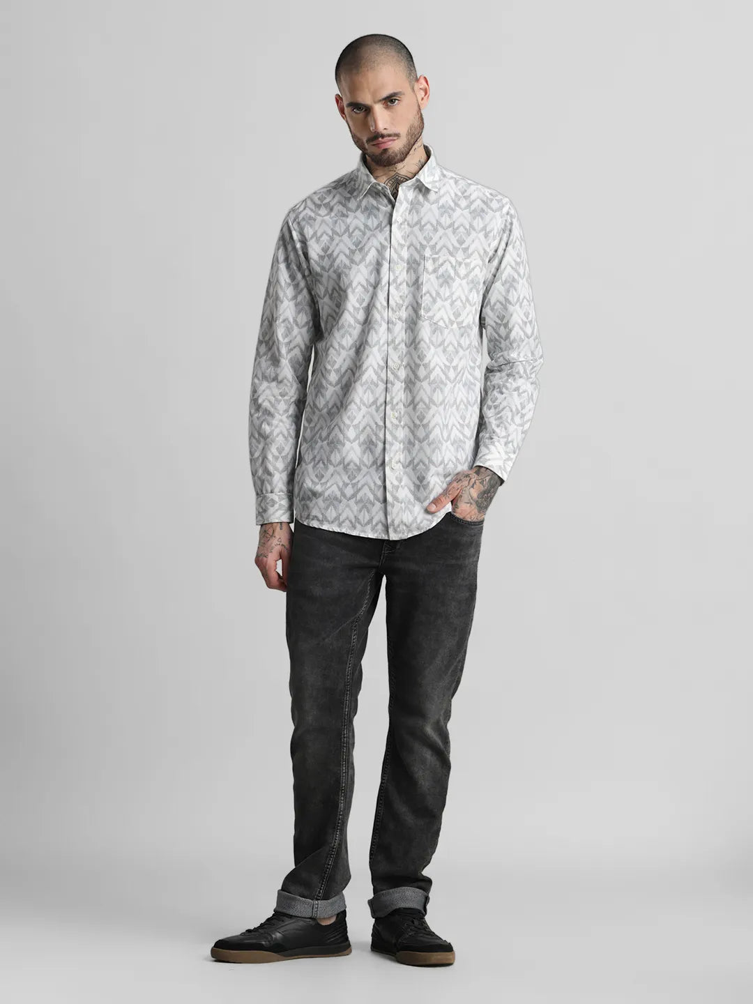 Grey Printed Shirt