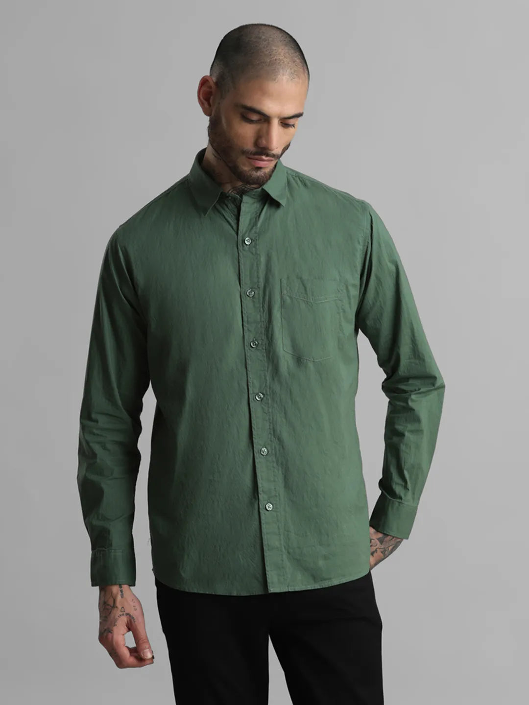 Green Solid Shirt