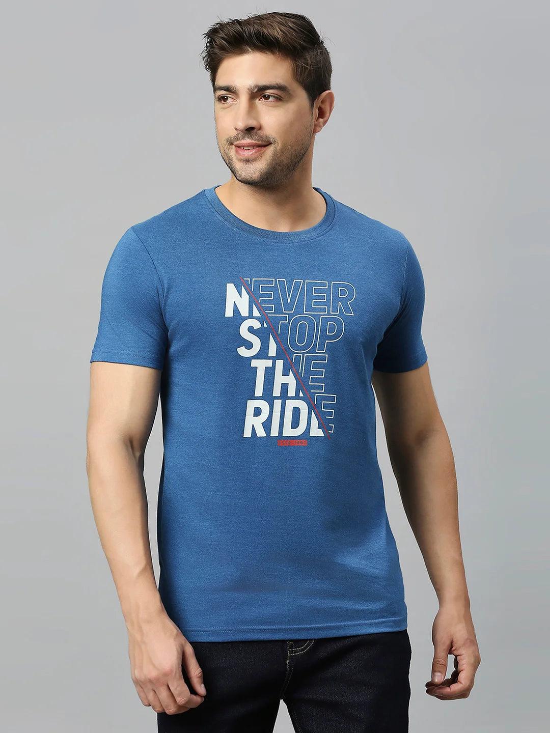 Indigo Melange Printed T-Shirt
