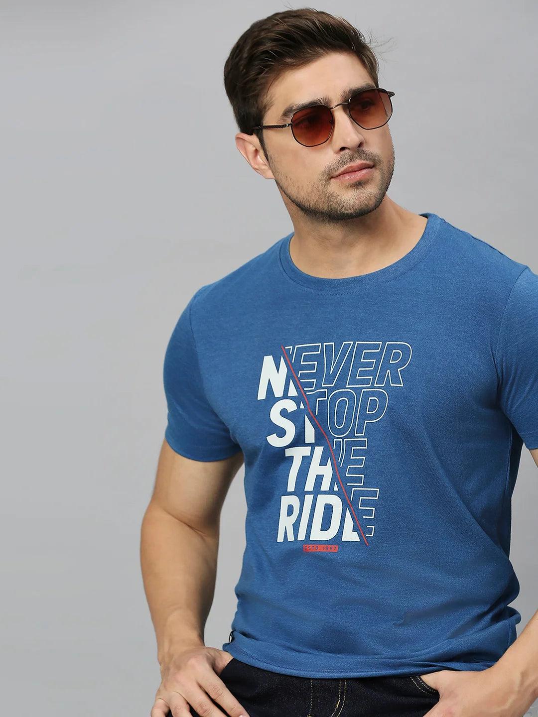 Indigo Melange Printed T-Shirt