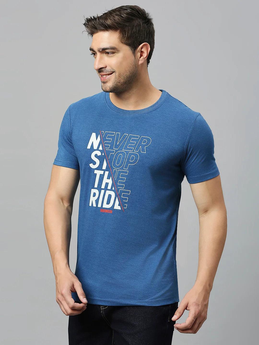 Indigo Melange Printed T-Shirt