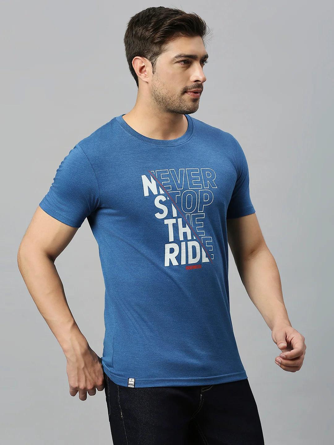 Indigo Melange Printed T-Shirt