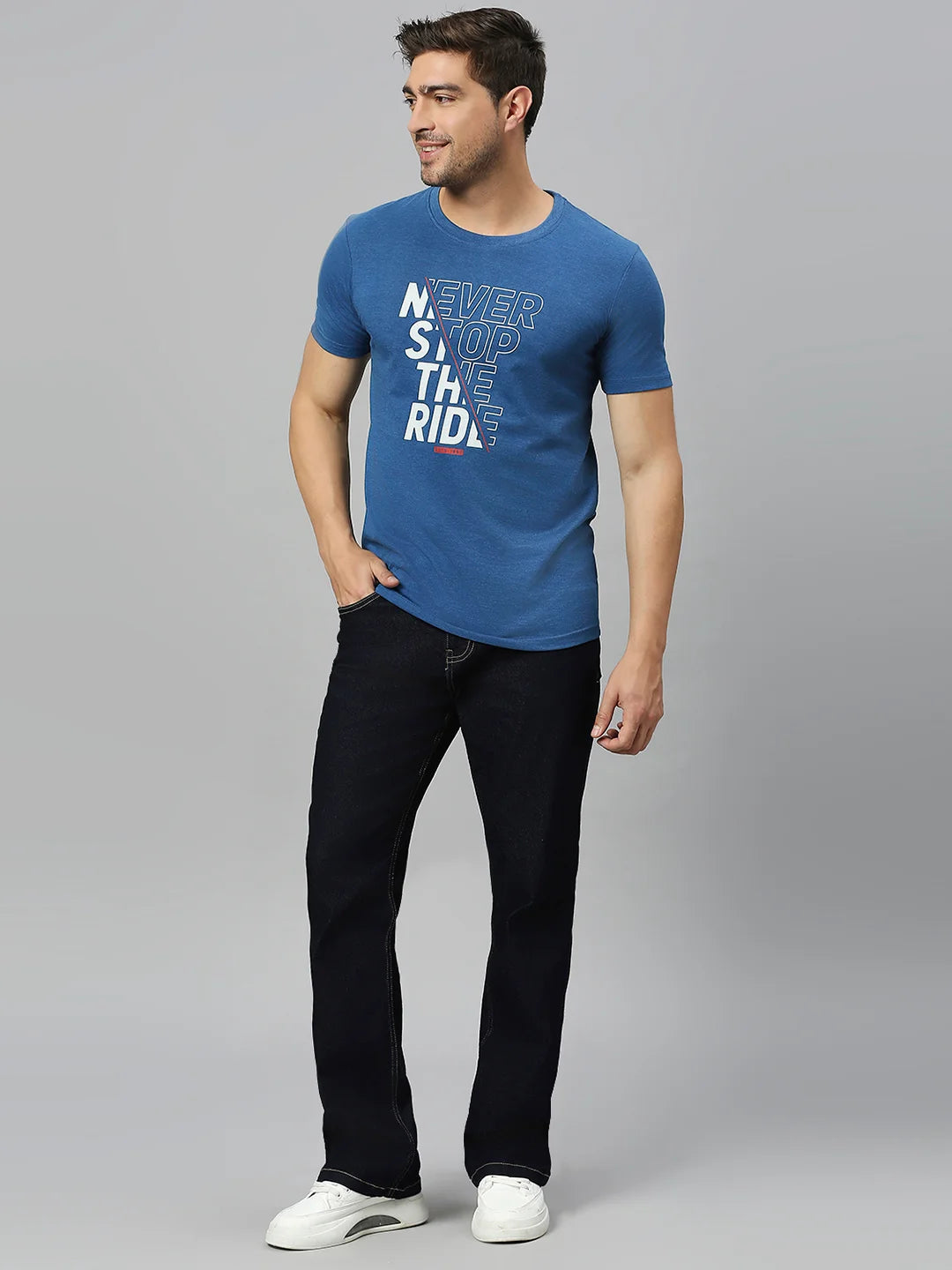 Indigo Melange Regular Fit H/S T-SHIRT