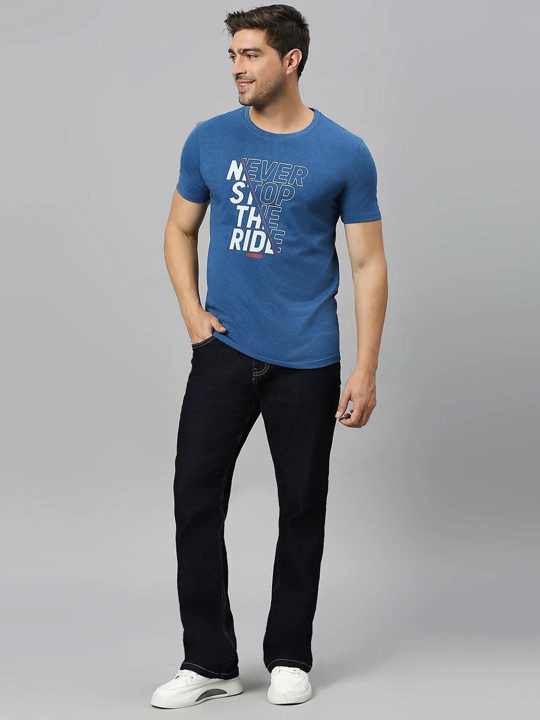 Indigo Melange Printed T-Shirt