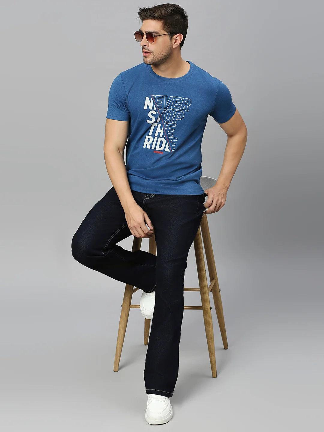 Indigo Melange Printed T-Shirt