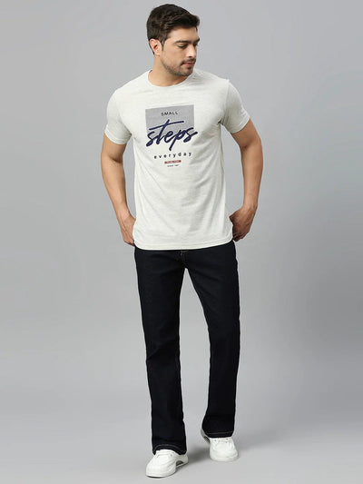 Ecru Melange Printed T-Shirt