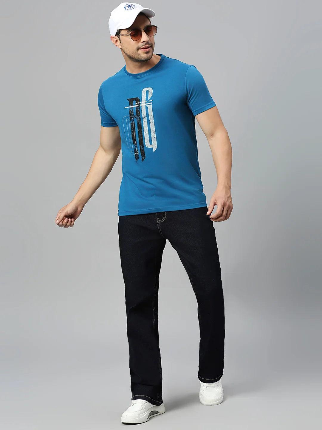 Teal Blue Printed T-Shirt