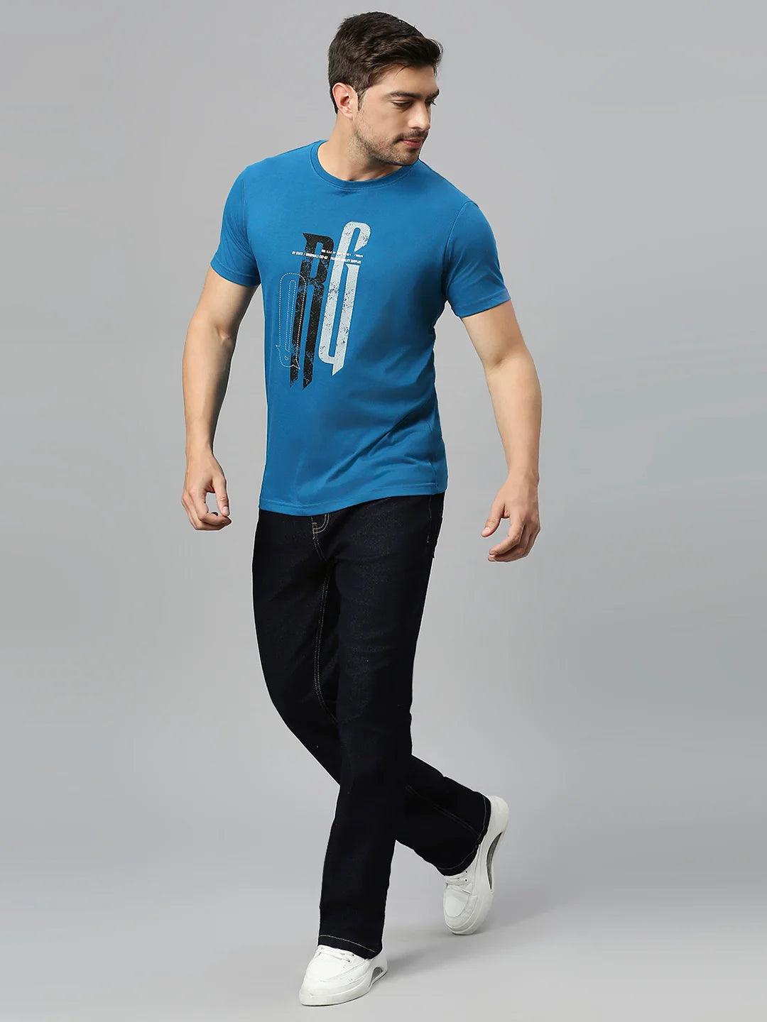 Teal Blue Printed T-Shirt
