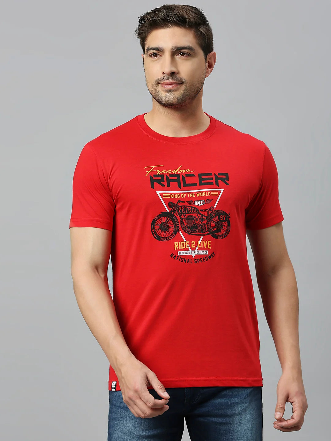 Brick Red Black Regular Fit H/S T-Shirt