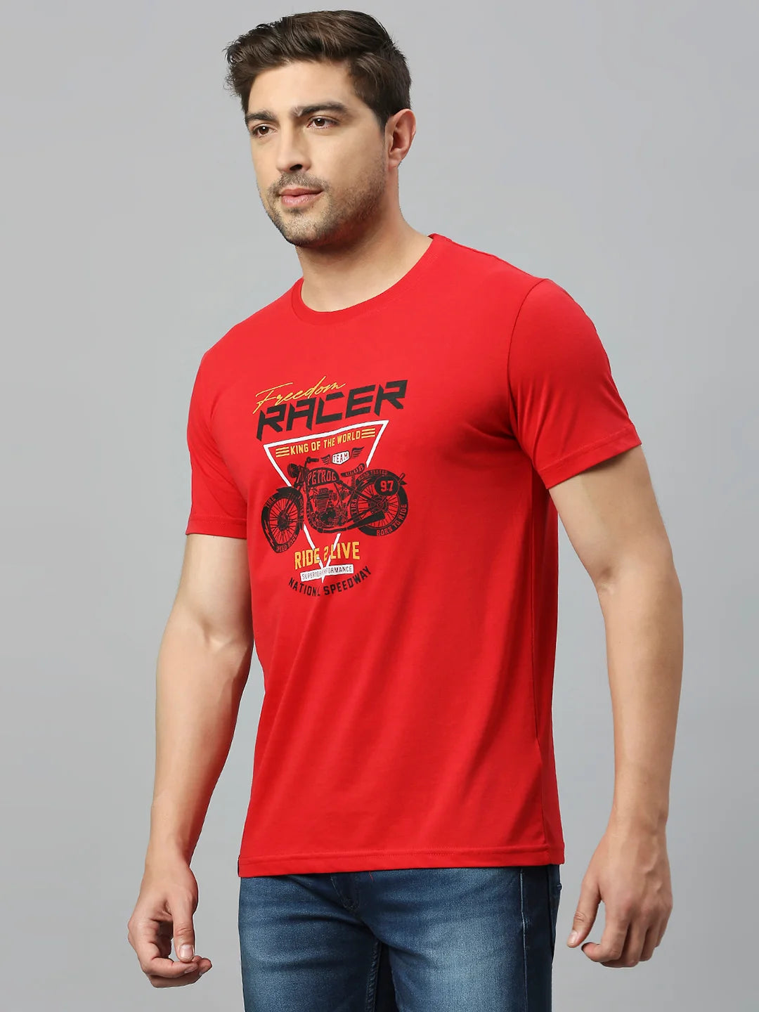 Brick Red Black Regular Fit H/S T-Shirt