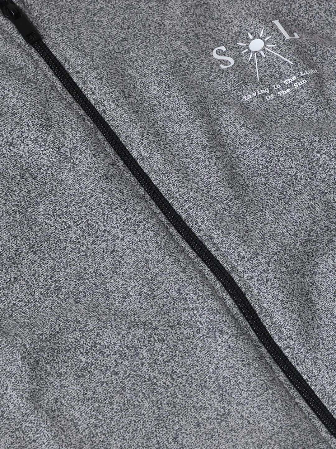 Black Grindle Zipper Solid Sweatshirt