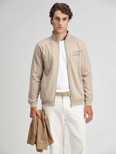 Beige Solid Sweatshirt