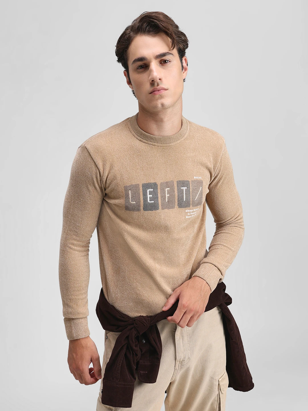Khaki Solid Sweater