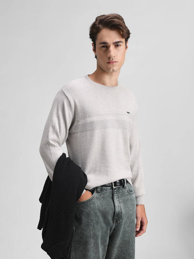 Grey Melange Solid Sweater