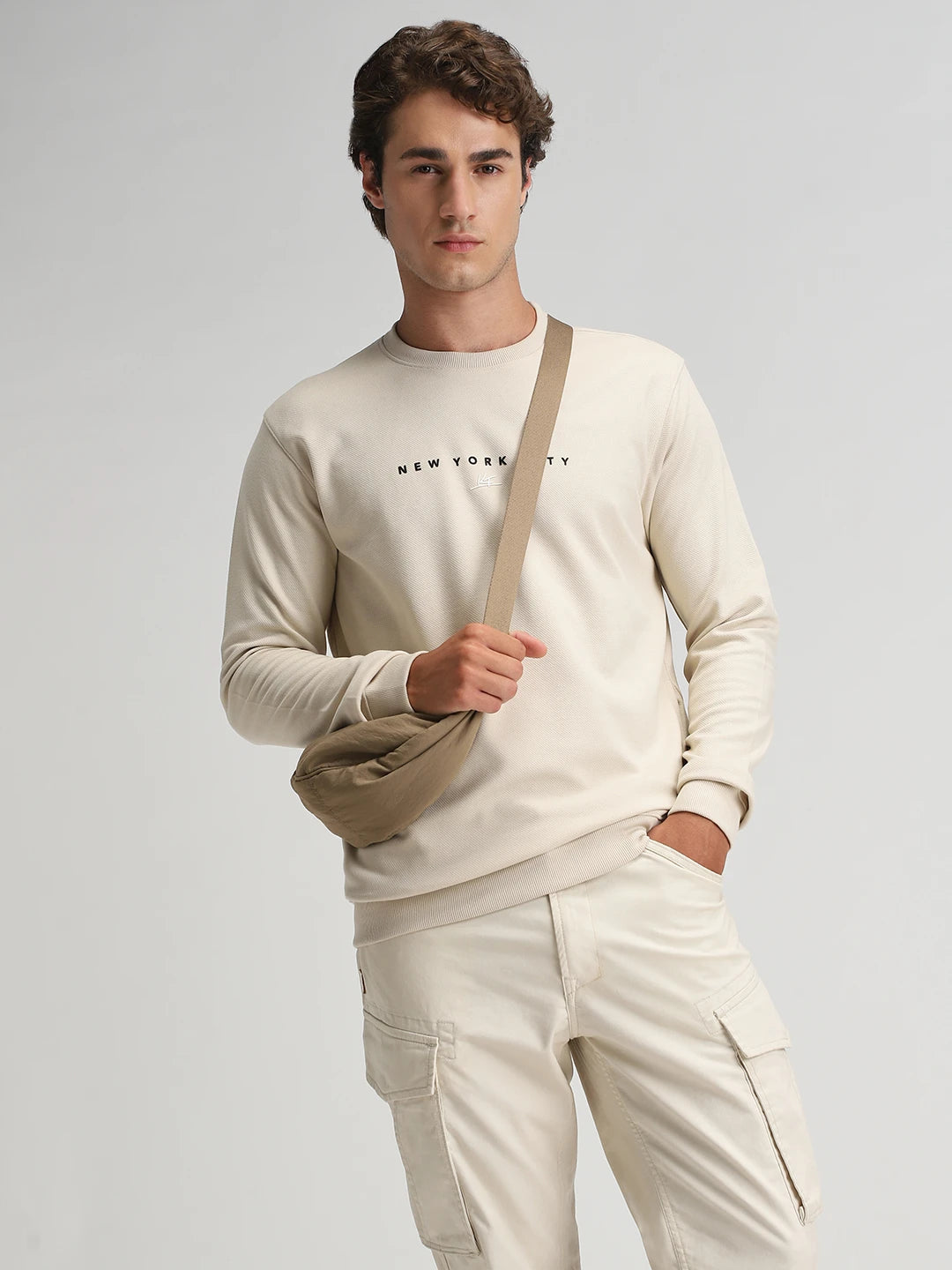 Beige Printed Sweatshirt