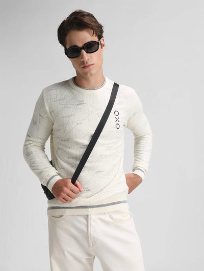 Ecru Printed Sweater