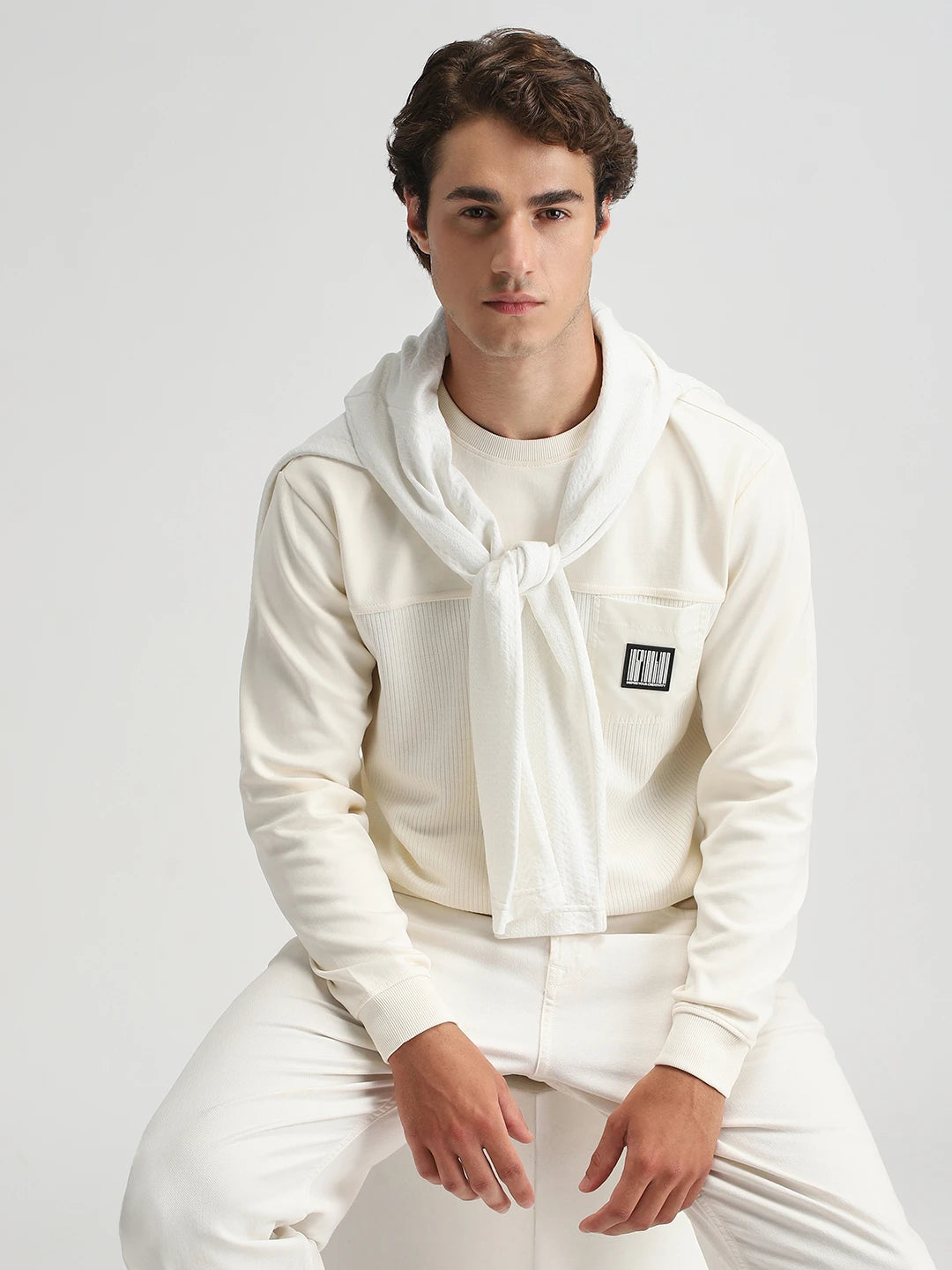 White Solid Sweatshirt