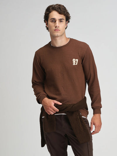 Brown Printed Sweatshirt