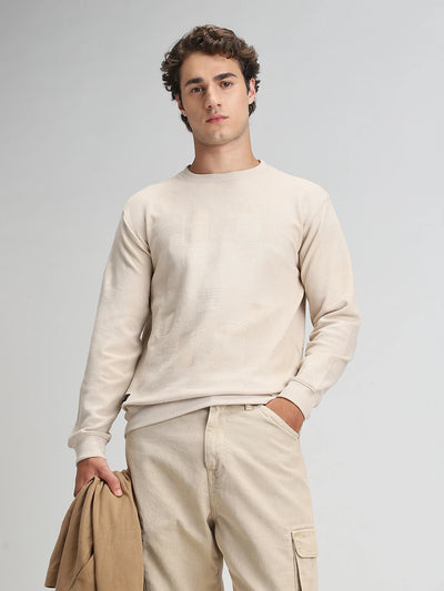 Beige Solid Sweatshirt