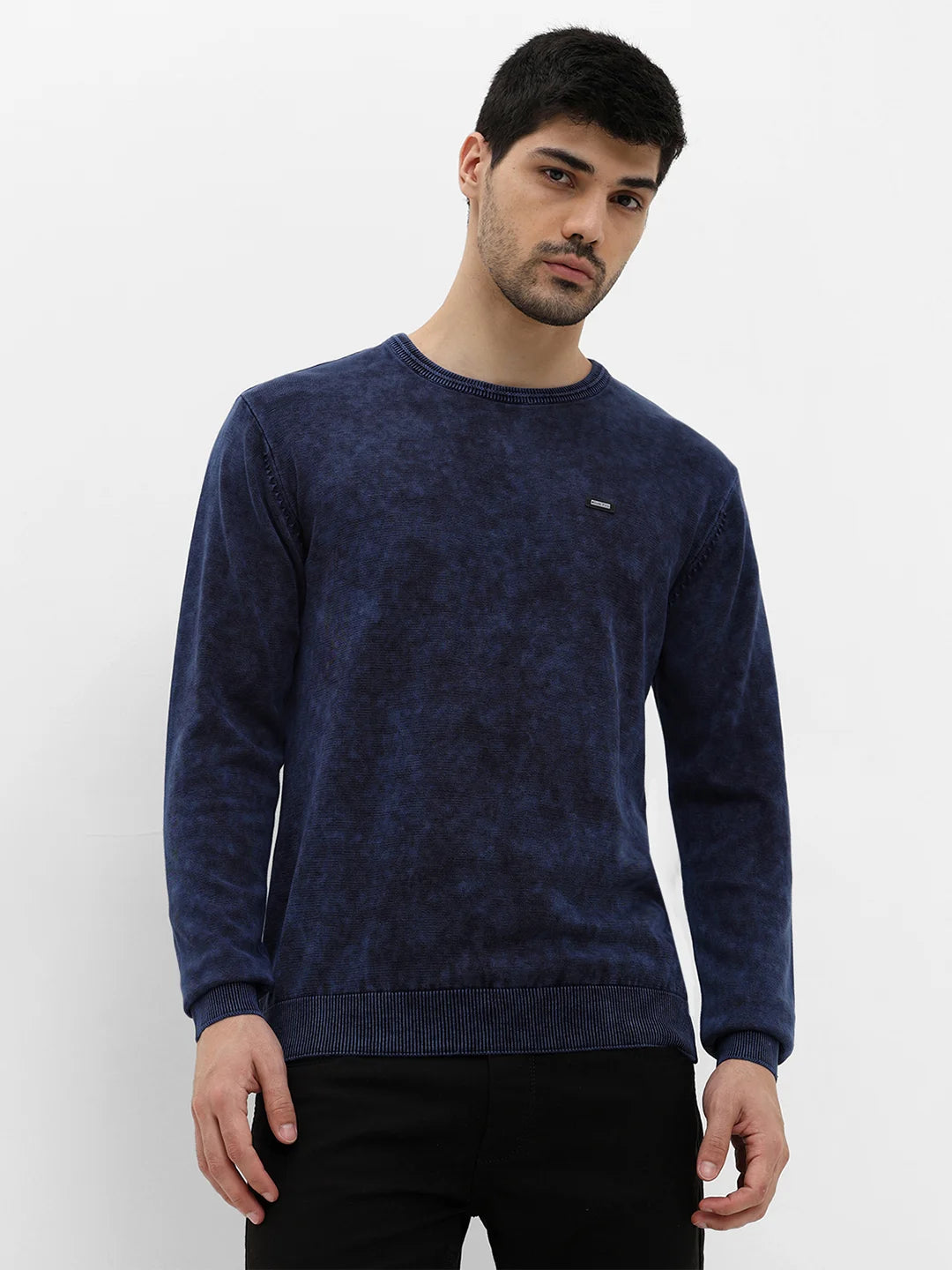 Blue Solid Sweater