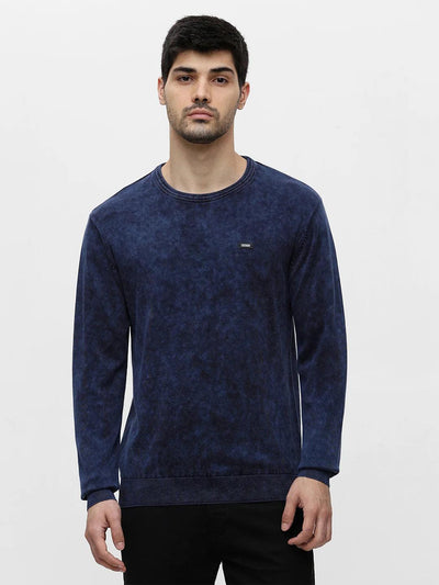 Navy Blue Printed Sweater