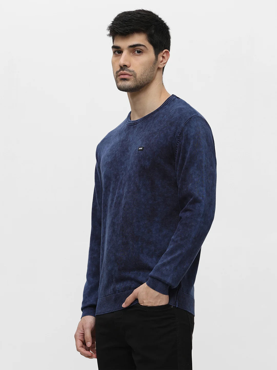 Blue Solid Sweater