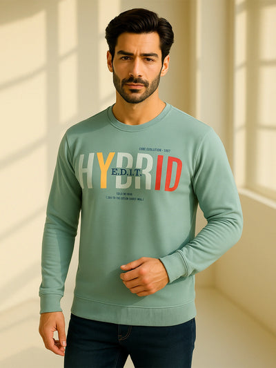 Sea Green Printed Sweatshirt