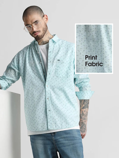 Sky Blue Printed Shirt