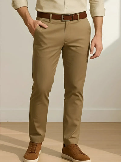Stretchable Beige Narrow Chino Pants