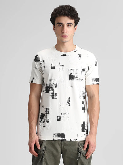 White Printed Crew Neck T-Shirt