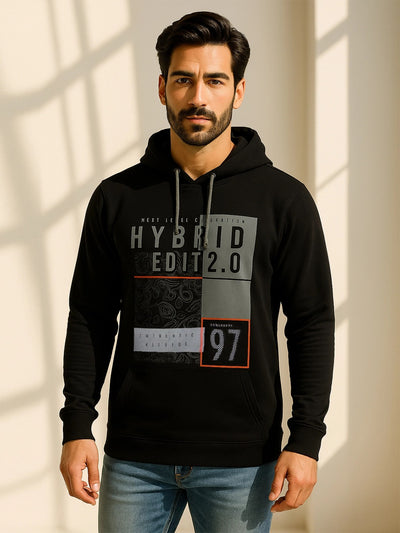 Black Printed Hoodie Sweatshirt