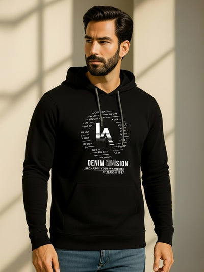 Black Printed Hoodie Sweatshirt