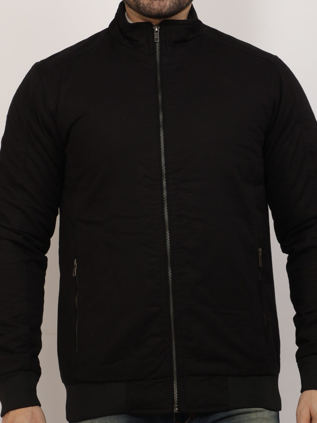 Black Solid Band Jacket