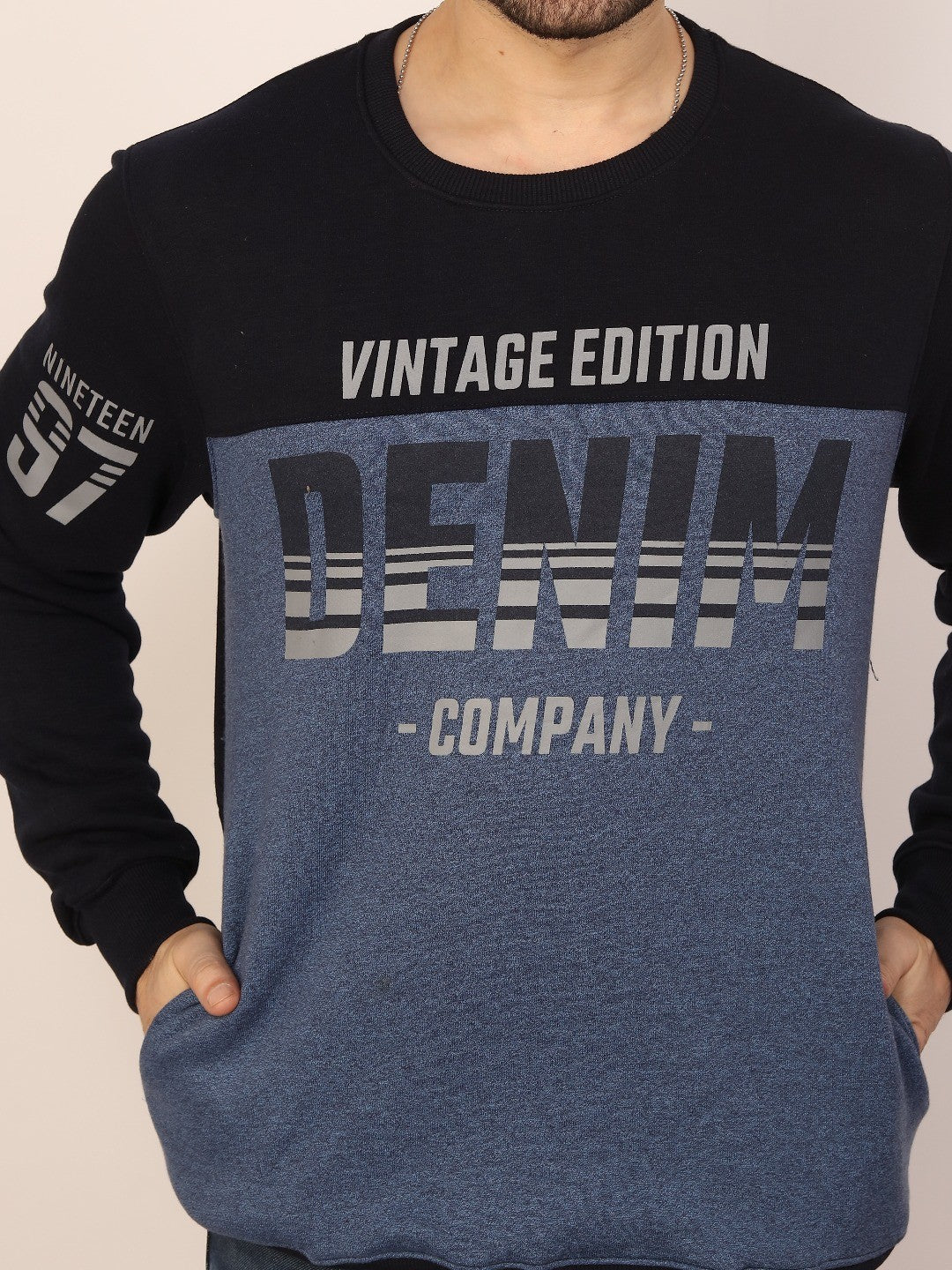 Navy Printed Sweatshirt